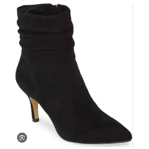 Bella Vita Shoes - Bella Vita Danielle Black Suede Ruched Pointed Toe Stiletto Booties Women‎ 10 WW